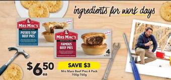 Drakes Mrs macs beef pies 4 pack offer