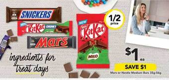 Drakes Mars or nestle medium bars offer