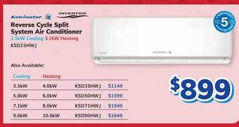 Bi-Rite Kelvinator reverse cycle split system air conditioner offer