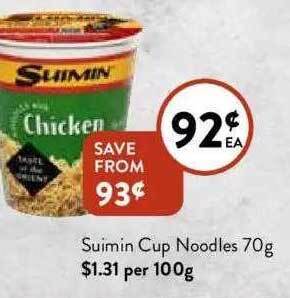 Foodworks Suimin cup noodles offer