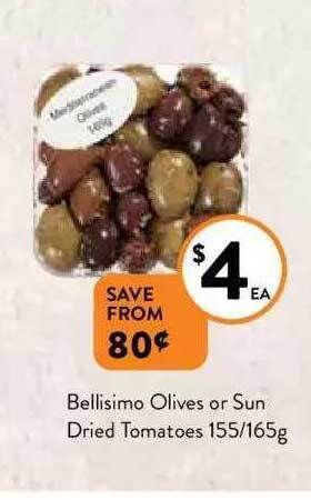 Foodworks Bellisimo olives or sun dried tomatoes offer