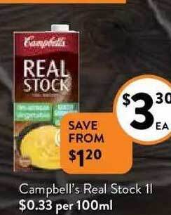 Foodworks Campbell's real stock offer