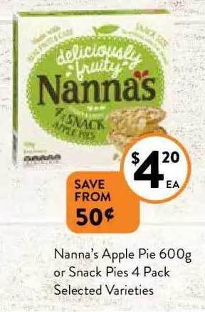 Foodworks Nanna's apple pie or snack pies offer