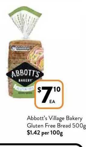 Foodworks Abbott's village bakery gluten free bread offer