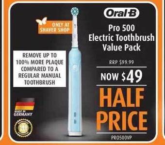 Shaver Shop Oral-b pro 500 electric toothbrush value pack offer