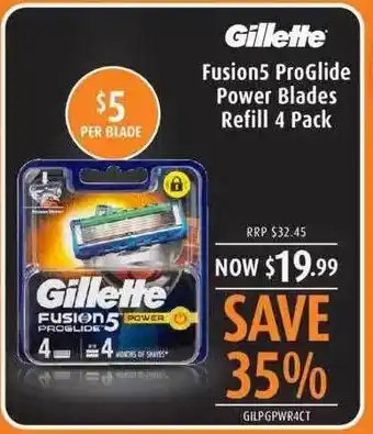 Shaver Shop Gillette fusion5 proglide power blades refill 4 pack offer