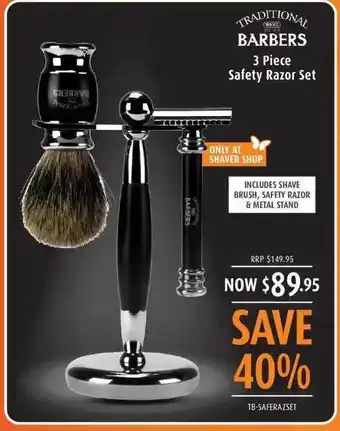 Shaver Shop Traditional barbers 3 piece safety razor set offer