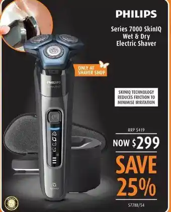 Shaver Shop Philips series 7000 skinlq wet & dry electric shaver offer