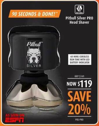 Shaver Shop Pitbull silver pro head shaver offer