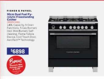 90cm dual fuel pyrolytic freestanding cooker