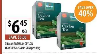 Supabarn Dilmah premium ceylon tea cup bags offer