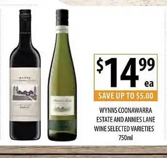 Supabarn Wynns coonawarra estate and annies lane wine offer