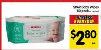 Spar baby wipes 80 pack