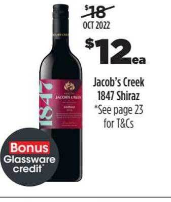 Liquorland Jacob's creek 1847 shiraz offer