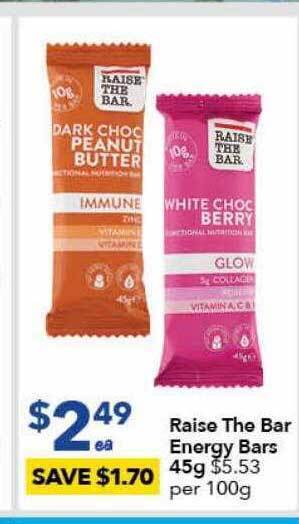 Ritchies Raise the bar energy bars 45g offer