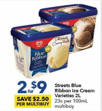 Ritchies Streets blue ribbon ice cream 2l offer
