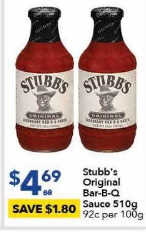 Ritchies Stubb's original bar-b-q sauce 510g offer