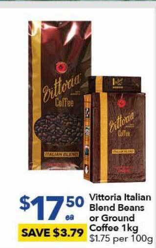 Ritchies Vittoria italian blend beans or ground coffee 1kg offer