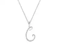 Bevilles Jewellery Sterling Silver Diamond Initial Necklace - Most Initials Available - C offer
