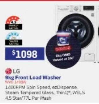 Retravision Lg 9kg front load washer offer