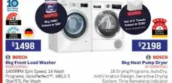Retravision Bosch 8kg front load washer or 8kg heat pump dryer offer