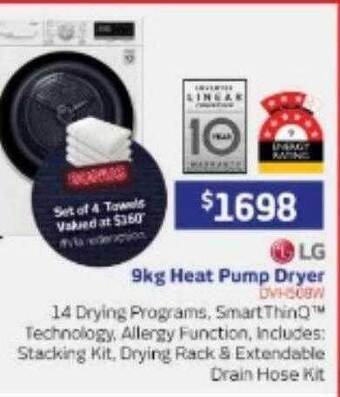 Retravision Lg 9kg heat pump dryer offer
