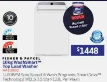 Retravision Fischer & paykel 10kg washsmart top load washer offer