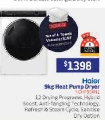 Retravision Haier 9kg heat pump dryer offer