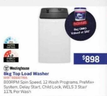 Retravision Westinghouse 8kg top load washer offer