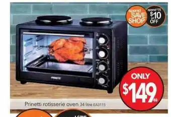 Cheap as Chips Prinetti rotisserie oven 34 litre ea3115 offer