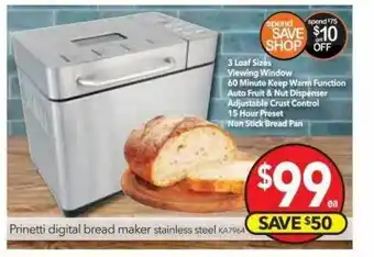 Cheap as Chips Prinetti digital bread maker stainless steel ka7964 offer