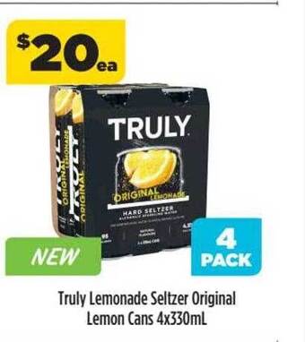 Liquorland Truly lemonade seltzer original lemon cans offer