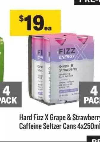 Hard fizz x grape & strawberry caffeine seltzer cans