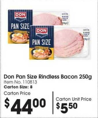 Campbells Wholesale Don pan size rindless bacon offer