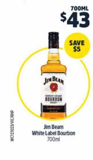 BWS Jim beam white label bourbon 700ml offer
