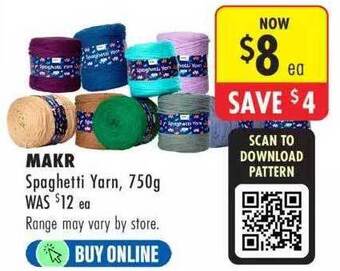 Lincraft Makr spaghetti yarn 750g offer