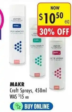 Lincraft Makr craft sprays 450ml offer