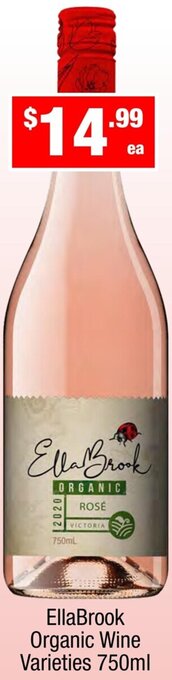 Liquor Stax EllaBrook Organic Wine Varieties 750ml offer