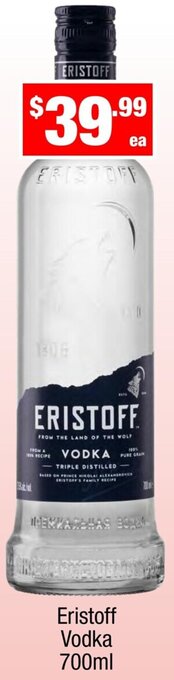 Liquor Stax Eristoff Vodka 700ml offer