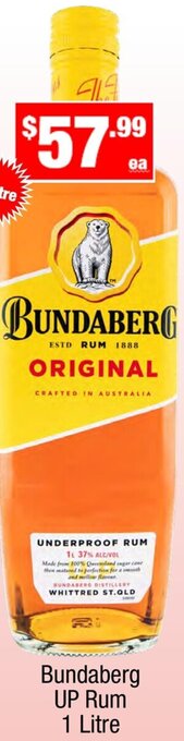 Liquor Stax Bundaberg UP Rum 1 Litre offer