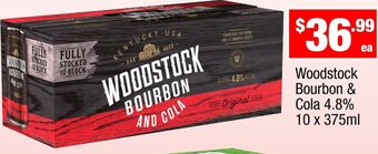 Liquor Stax Woodstock Bourbon & Cola 4.8% 10 x 375ml offer
