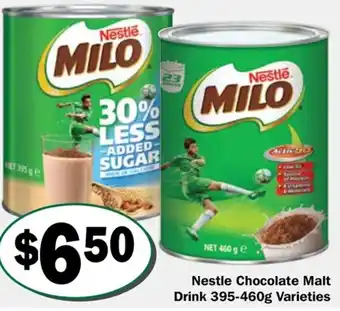 Friendly Grocer Nestle Chocolate Malt Drink 395-460g Varieties offer