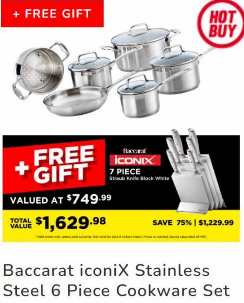 Baccarat IconiX Stainless Steel 6 Piece Cookware Set offer at Robins