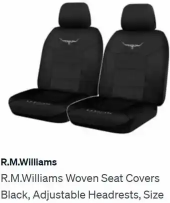 SuperCheap Auto R.M.Williams Woven Seat Covers Black, Adjustable Headrests, Size offer