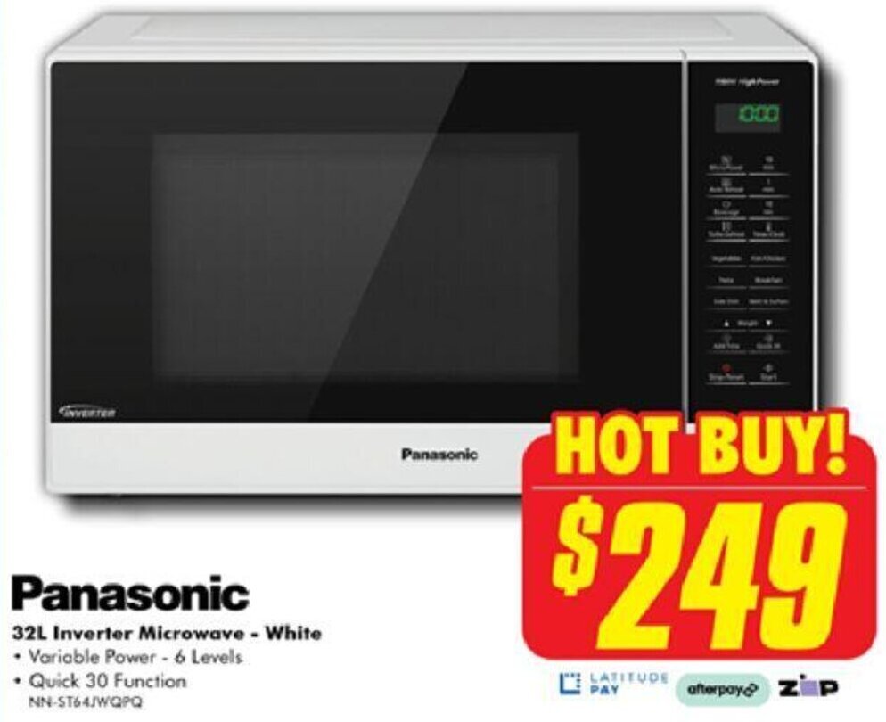 Panasonic 32L Inverter Microwave White offer at The Good Guys