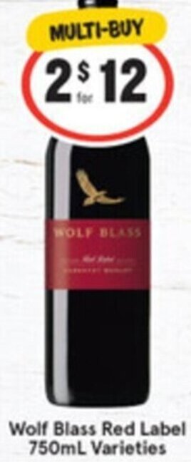 IGA Liquor Wolf Blass Red Label 750ml Varieties offer
