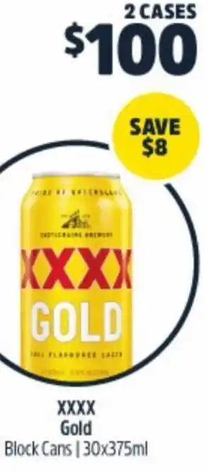 BWS XXXX Gold Block Cans 30x375ml offer