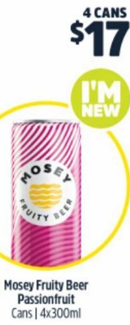 BWS Mosey Fruity Beer Passionfruit 4x300ml offer