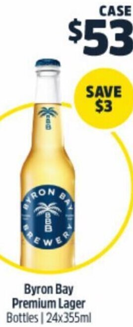 BWS Byron Bay Premium Lager 24x355ml offer