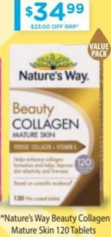 Chemist Warehouse Nature's Way Beauty Collagen Mature Skin 120 Tablets offer